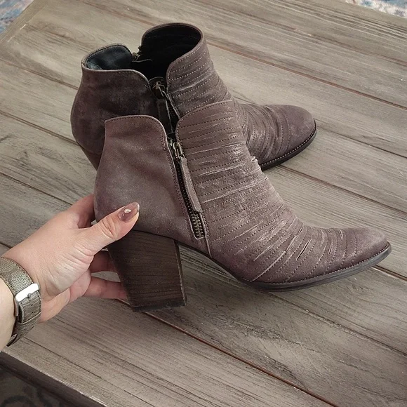 Paul Green Taupe Metalic Suede Ankle Booties Size Women's US 8.5